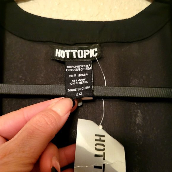 Hot Topic Womens Top Black & White L  Skull Fringe Kimono Open Front New - Picture 3 of 8